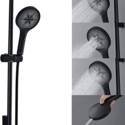 5-inch Hand Shower with 27.4-inch Slide Bar, 4-Function Adjustable Shower Head with Wall Mount, Built-In Power Wash for Tubs, Tile, and Pets