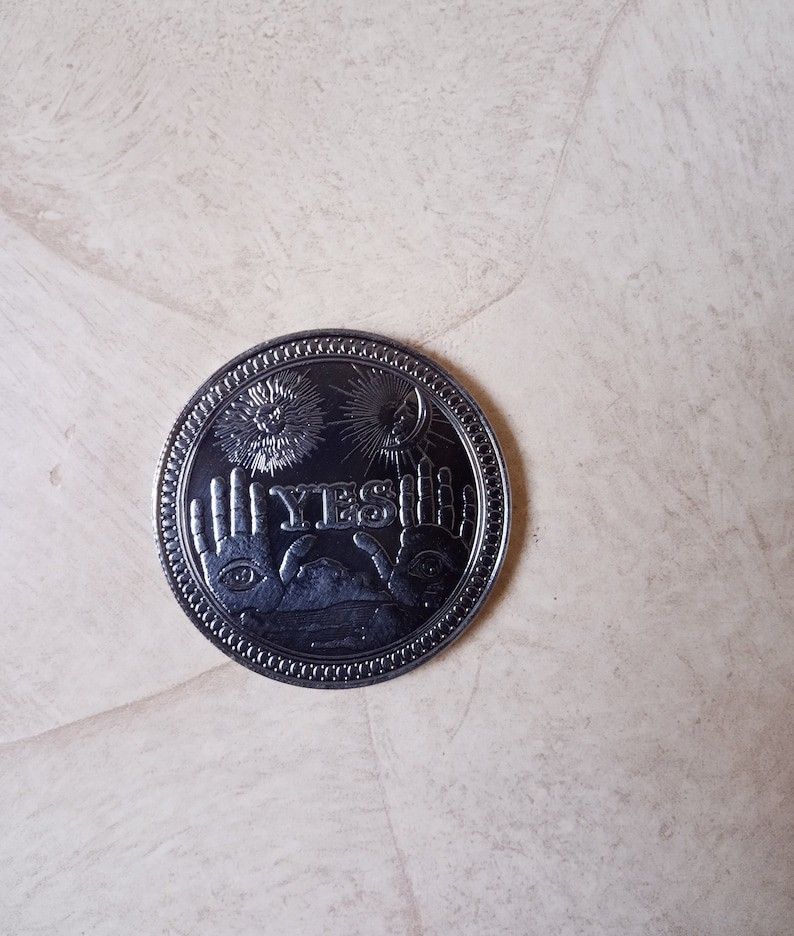 Yes No Double Sided Coin, Divination Oracle Token, Mystical Decision Coin, Occult, Metaphysics