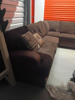 Brown Fabric Sectional Sofa