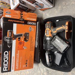 RIDGID 18V Brushless Cordless 1/2 in. Hammer Drill/Driver Kit with 4.0 Ah MAX Output Battery, 18V Ch