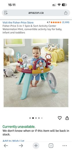 Fisher-Price 3-in-1 Spin & Sort Activity Center Watermelon Mint