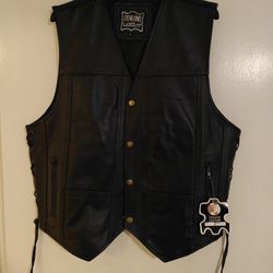 Leather Motorcycle Vest Men's Large