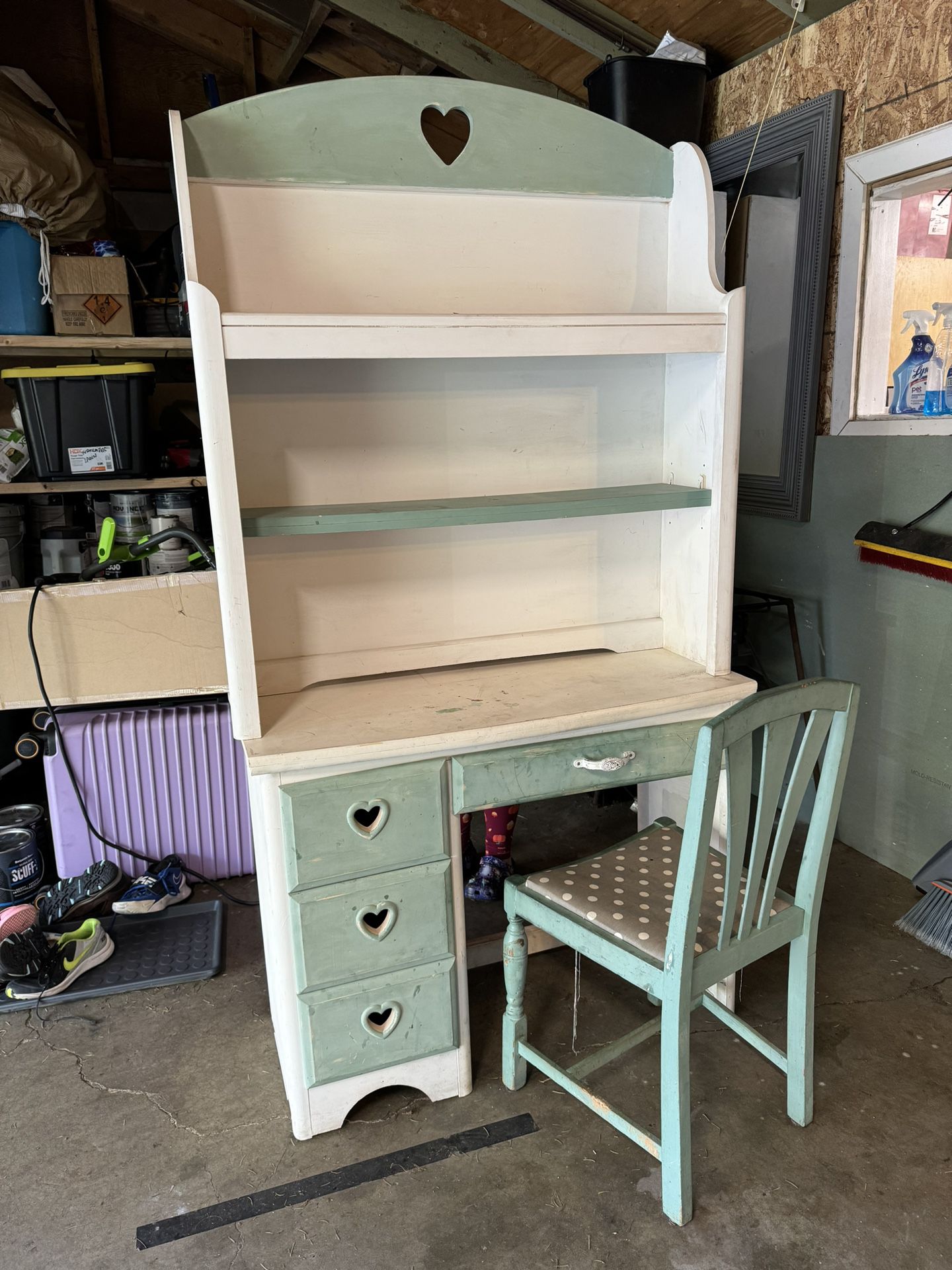 Shabby Chic Vintage Desk Hutch And Chair