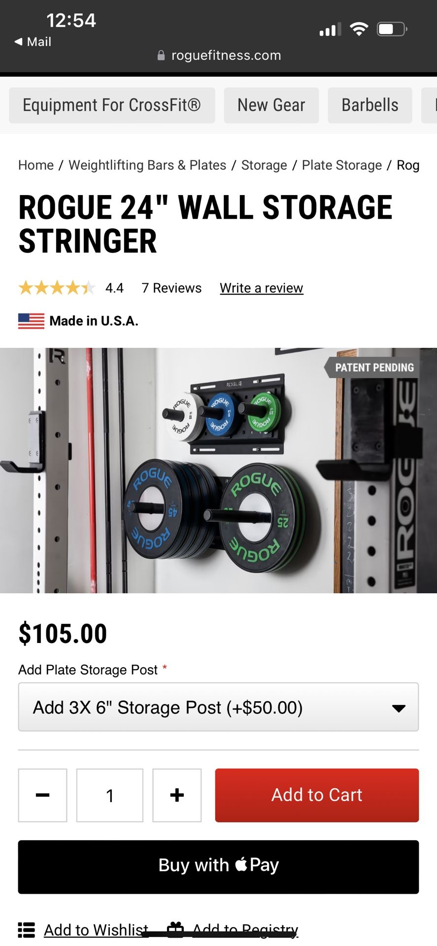 Rogue 24” Wall Storage Stringer with 3x6” Storage Post