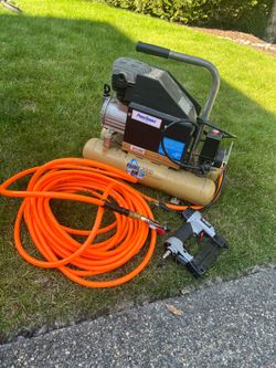 Air Compressor + Porter Cable Stapler + Hose – Complete Pneumatic Setup