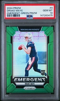 Drake Maye Prizm Green Emergent PSA 10