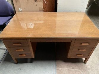 Desk Solid Wood  With Glass Top