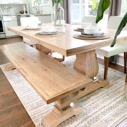 Custom Dining Table Farmhouse Country French Modern Rustic Solid Wood Set Restoration Hardware Insp Bench Hand Built Round Oval Counter Breakfast  