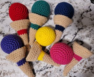Interactive hand crocheted ice cream cone matching game or just fun to play catch with