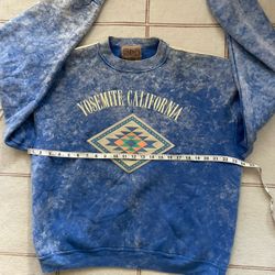 VTG Blue Yosemite California Crewneck Sweater XL DSI  Southwestern Pattern