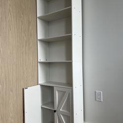Tall White Bookshelf with Cabinet – Spacious & Modern Storage