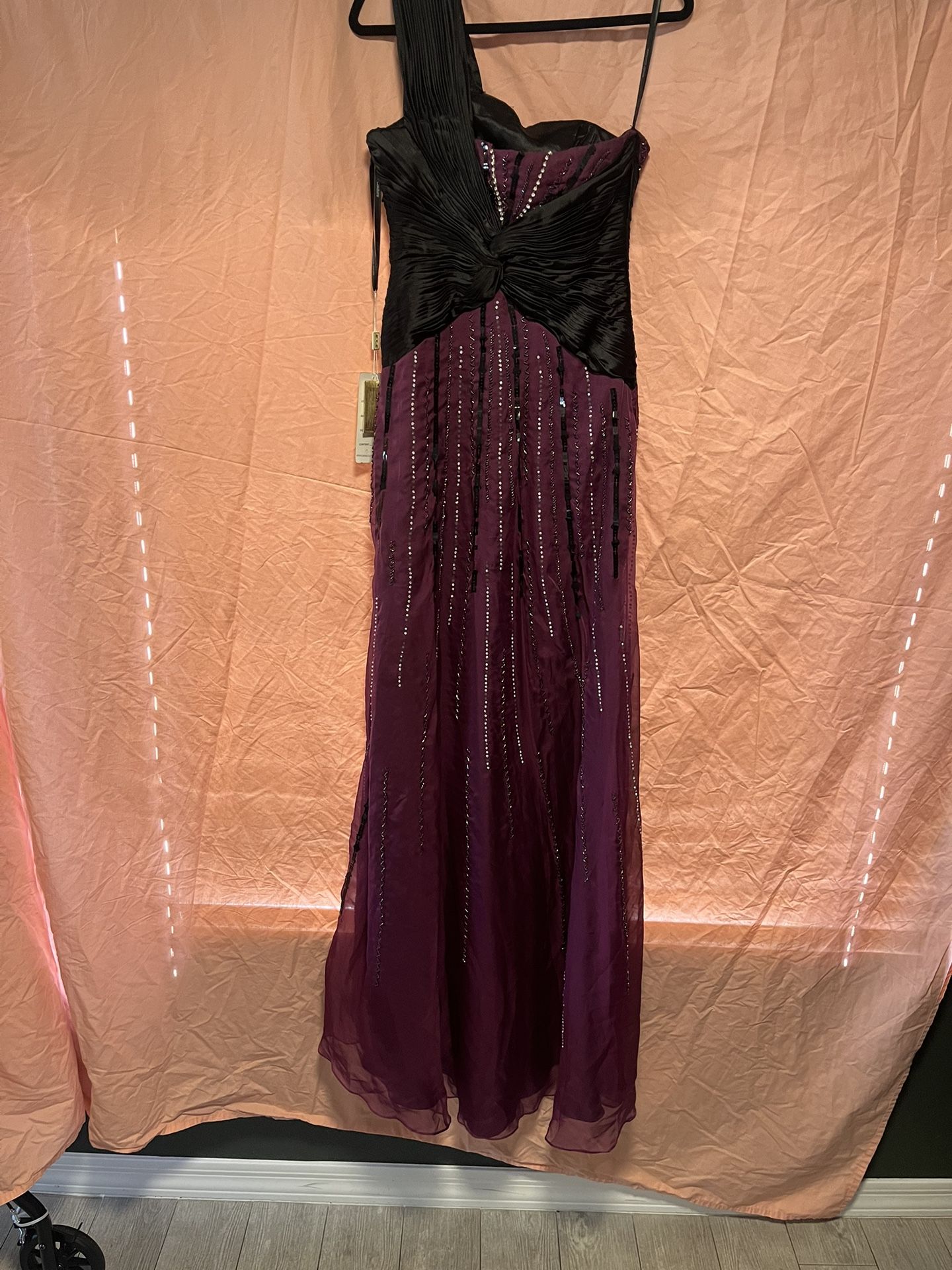 Black and purple prom dress