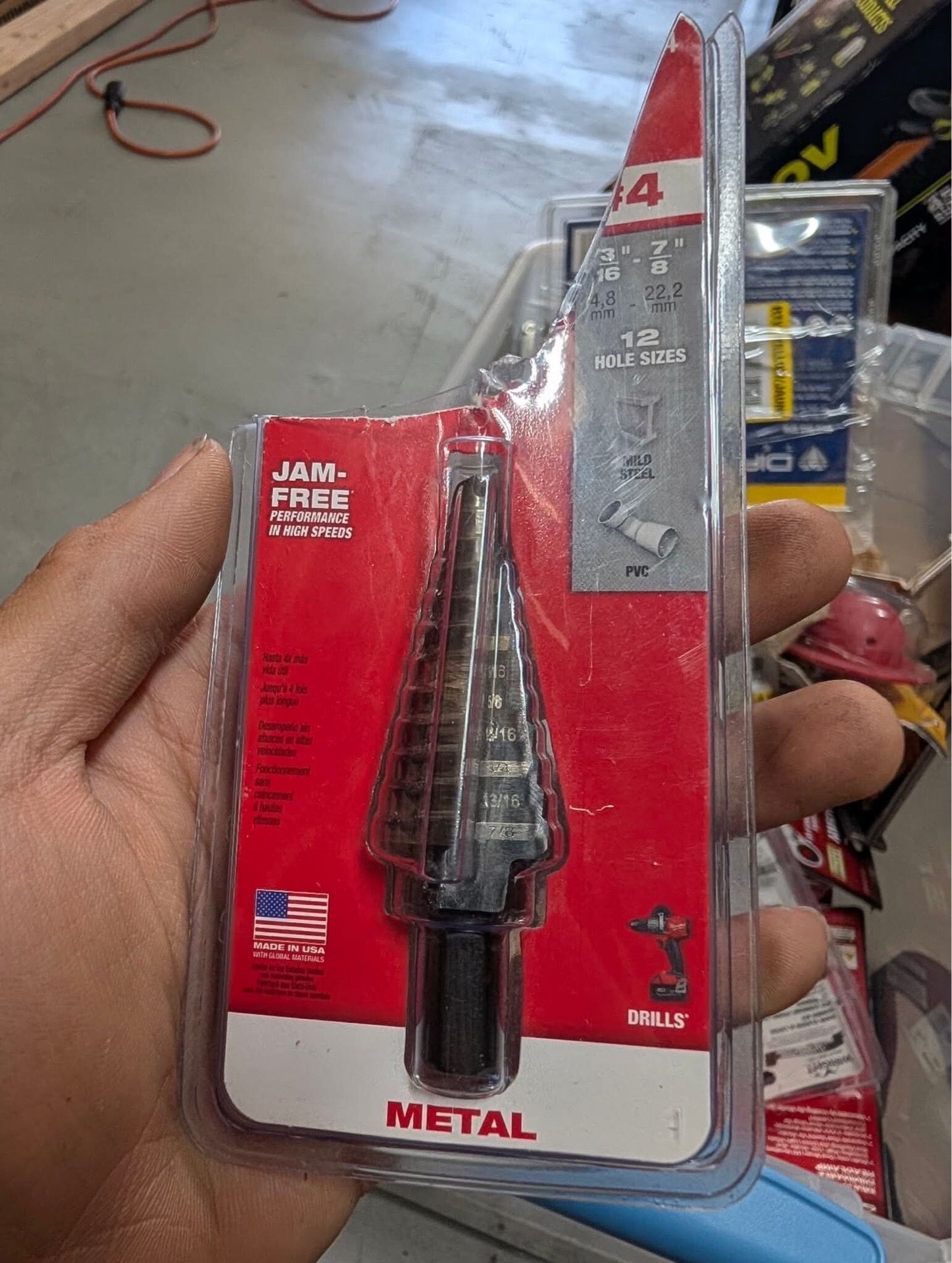 Milwaukee 3/16 in. - 7/8 in. #4 Black Oxide Step Drill Bit โ New