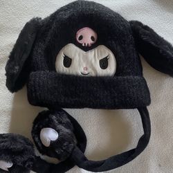 Kuromi Earmuffs Hat With Push Buttons