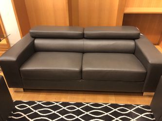 Grey leather sofa loveseat and chair set