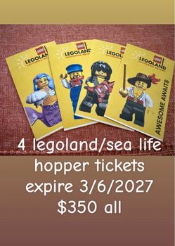 4 LegoLand/sea-life hopper tickets