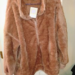 LuLaRoe Peach Fleece Half Zip Pullover 