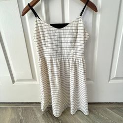 En Crème Black And White Striped Sleeveless Dress