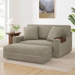Thomasville Gilroy Fabric Oversized Storage Chair + Storage Ottoman