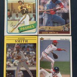 4 Ozzie Smith Baseball Cards (1980 Topps #393; 1984 Donruss #59; 1991 Fleer #646; 1992 Upper Deck #177)