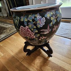 Asian Koi Planter with Stand. 