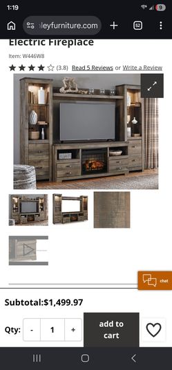 Ashley Willowton 4-Piece Entertainment Center with 63" TV Stand and Electric Fireplace