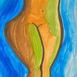 Mother Earth Watercolor On Cold Pressed Paper, 9x12” In Black Frame