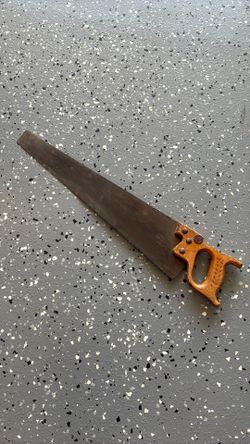 Vintage Primitive Warranted Superior 20 Inch Saw Wooden Handle w/ Carved Wheat Design Vintage