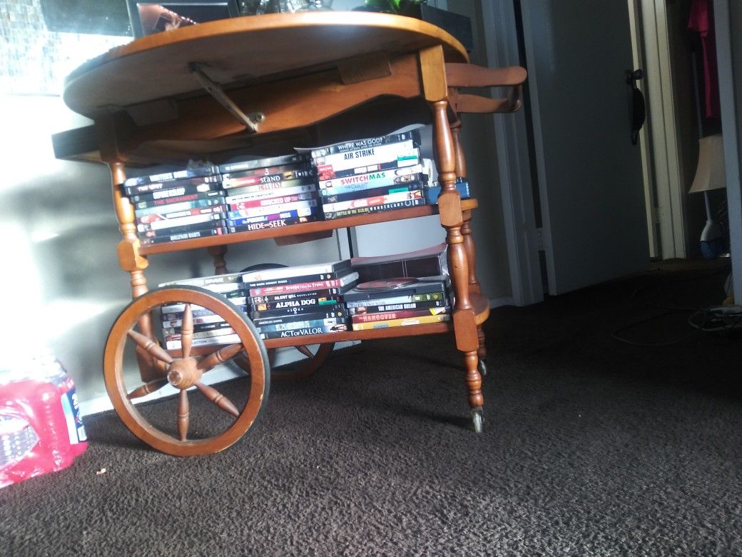 Antique wagon wheel table