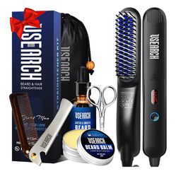 Beard Kit. Heated Beard Straightener Brush for Men.