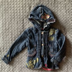 Embroidered Pink and Gold Hooded Jean Jacket from Rocawear in 24M