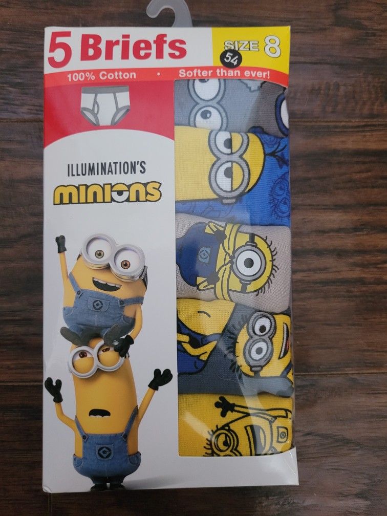 MINIONS 5 PACK BRIEF UNDERWEAR! SIZE 8! BRAND NEW IN BOX NEVER OPENED!
