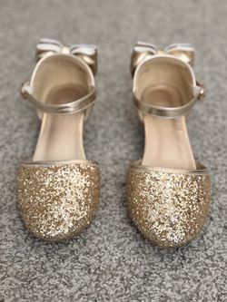 Girls Glitter Gold Mini Heel Big Kid Size 4