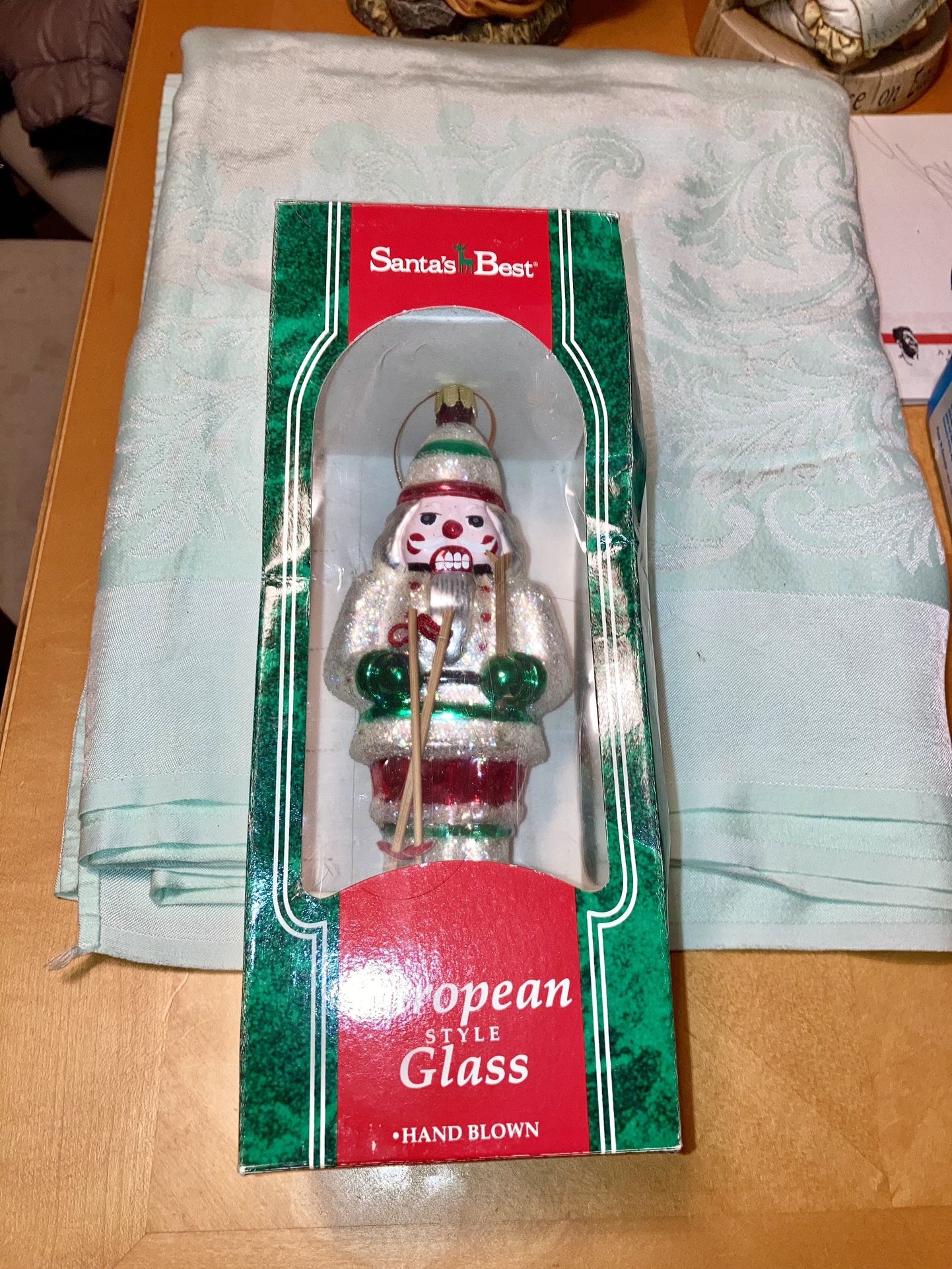 Vintage Skiing Nutcracker Glass Blown Ornament Santa’s Best