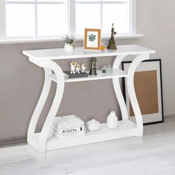 Home Entryway Console Table 3-Tier Freestanding Simple Luxury Style Curved Hallway Table