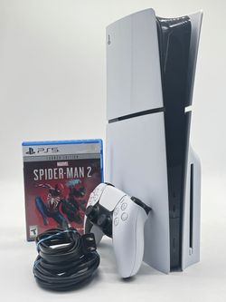 Sony PlayStation 5 Slim Disc Edition CFI-2015 1TB White Console Bundle - Spider-Man 2