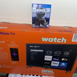 32in Tv With Ps4 Game Madden, Nfl 24
