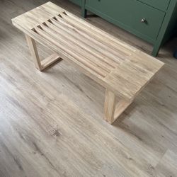 Modern Wood Slat Bench Natural Finish
