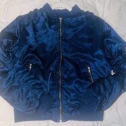 Satin Blue Bomber Jacket 
