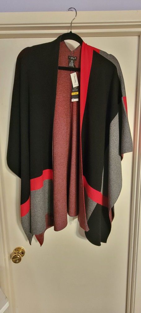 NWT J'Evie Shawl. Red , Gray and Black One Size