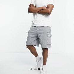 New Look washed cargo shorts in grey/blue