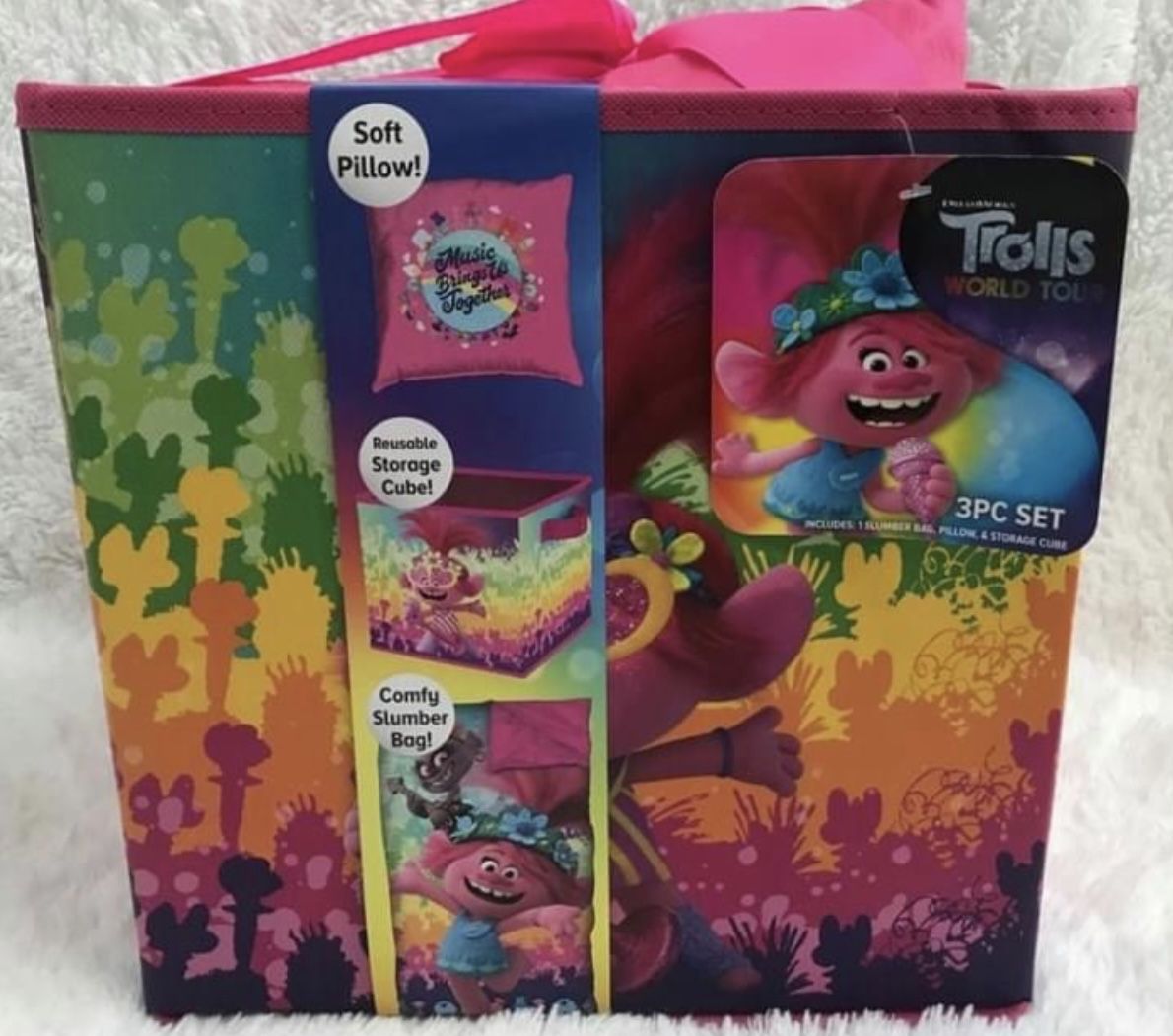 Trolls Pillow, Slumber Sleeping Bag & Storage Cube Set, Brand NEW! Porch Pickup or Can Ship!