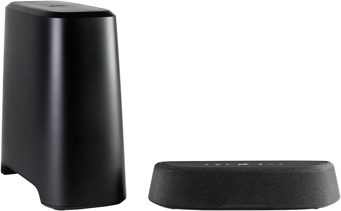Polk MagniFi Mini AX Sound Bar with Wireless Subwoofer, Dolby Atmos and DTS:X Certified, Polk's Patented VoiceAdjust & SDA Technologies, Ultra-Compact