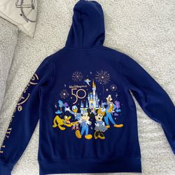 Disney World 50th Anniversary Full-Zip Hoodie Size Large