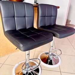 2 Black Adjustable Bar Stools