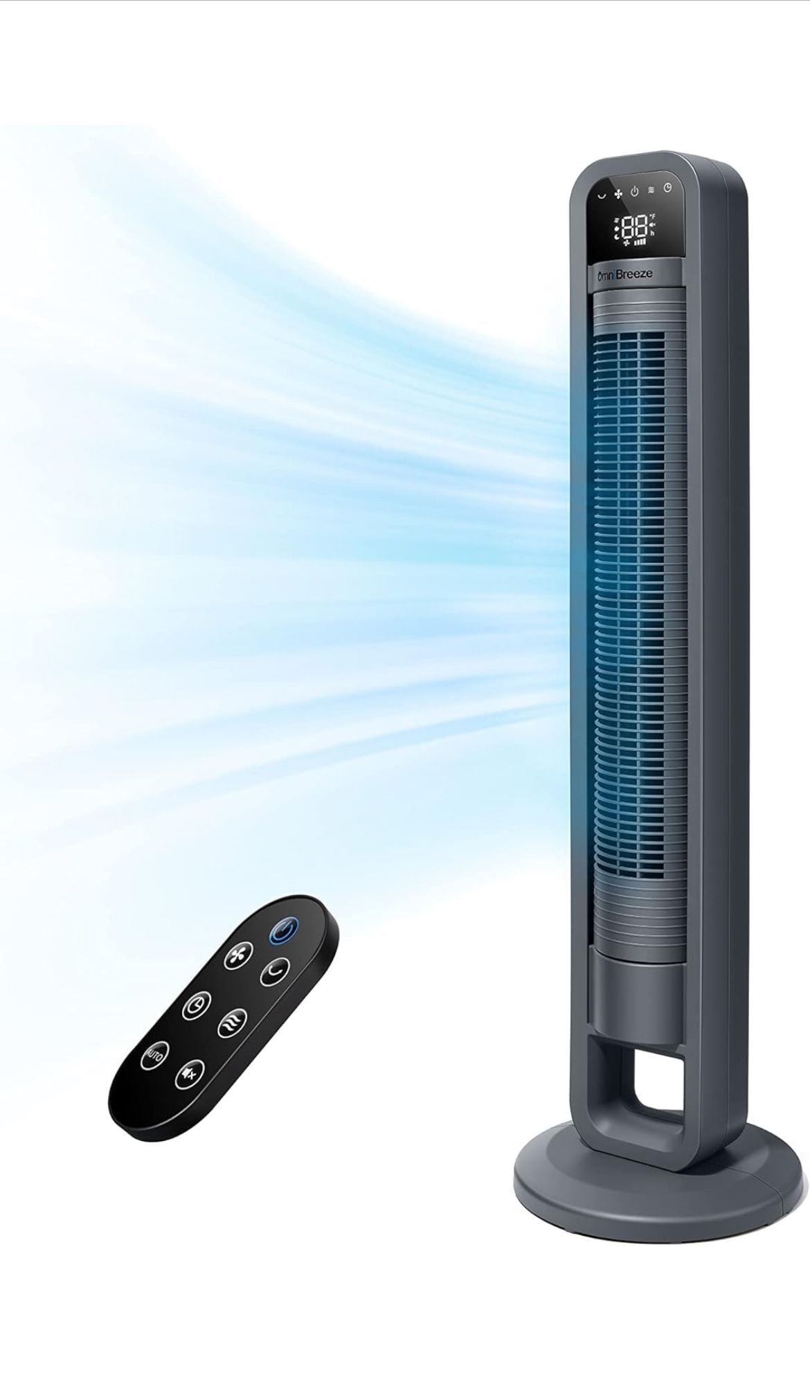 Omnibreeze Digital Electric Tower Fan, Inner Oscillation with Remote Control