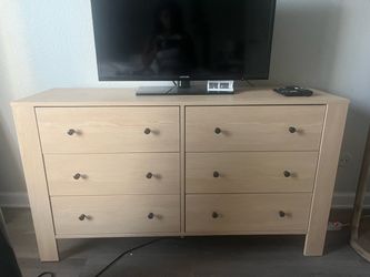 6-Drawer Double Dresser Light Wood