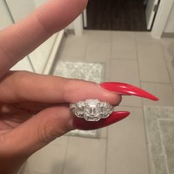 14K White Gold 1 ct. T.W. Emerald-Cut Diamond Three Stone Ring