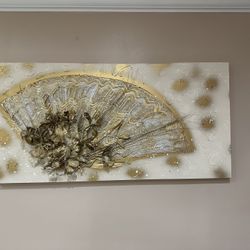 Abstract Floral Gold Hanging Art Work