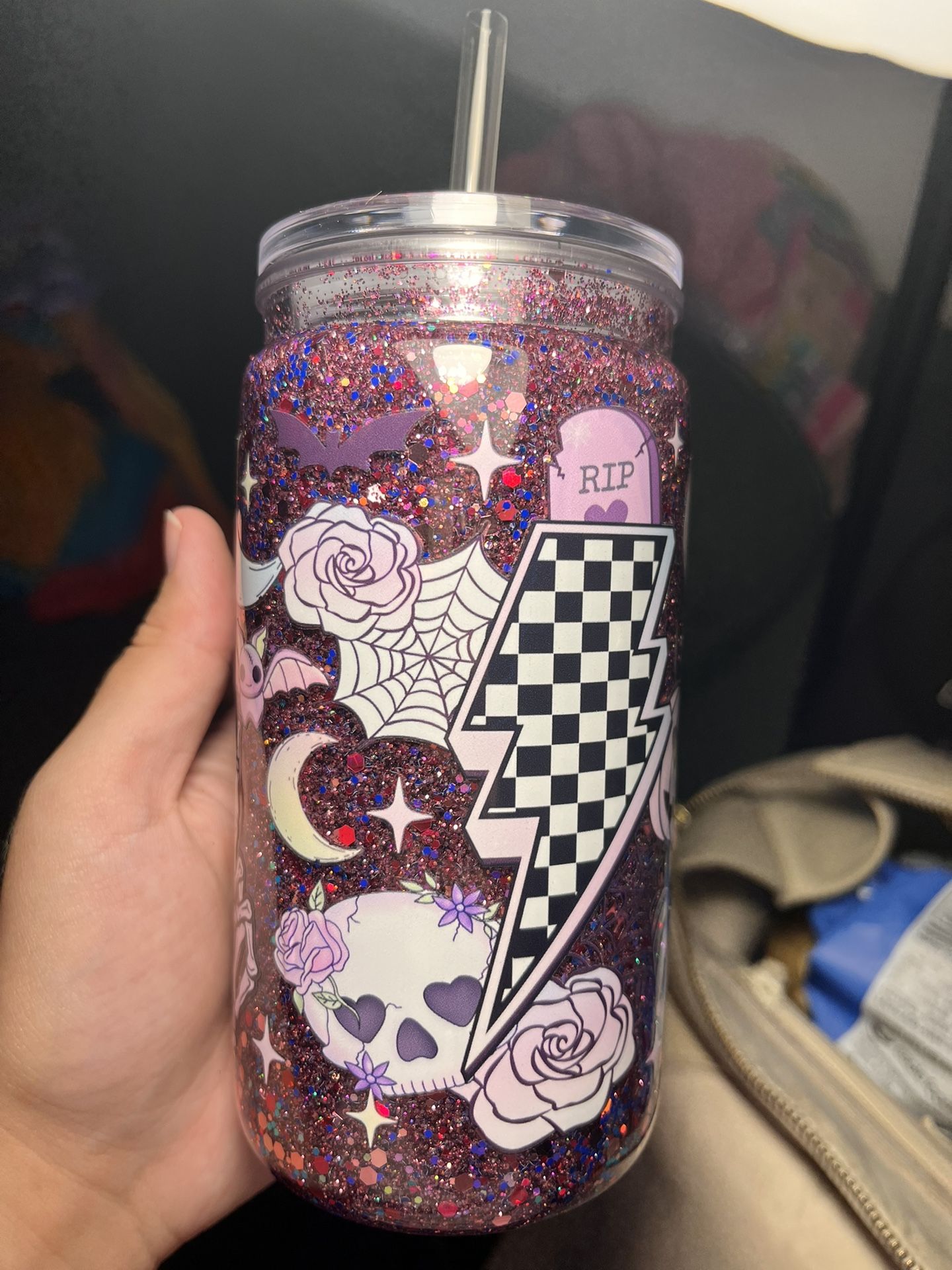 Pink Skull Halloween Snowglobe Cup